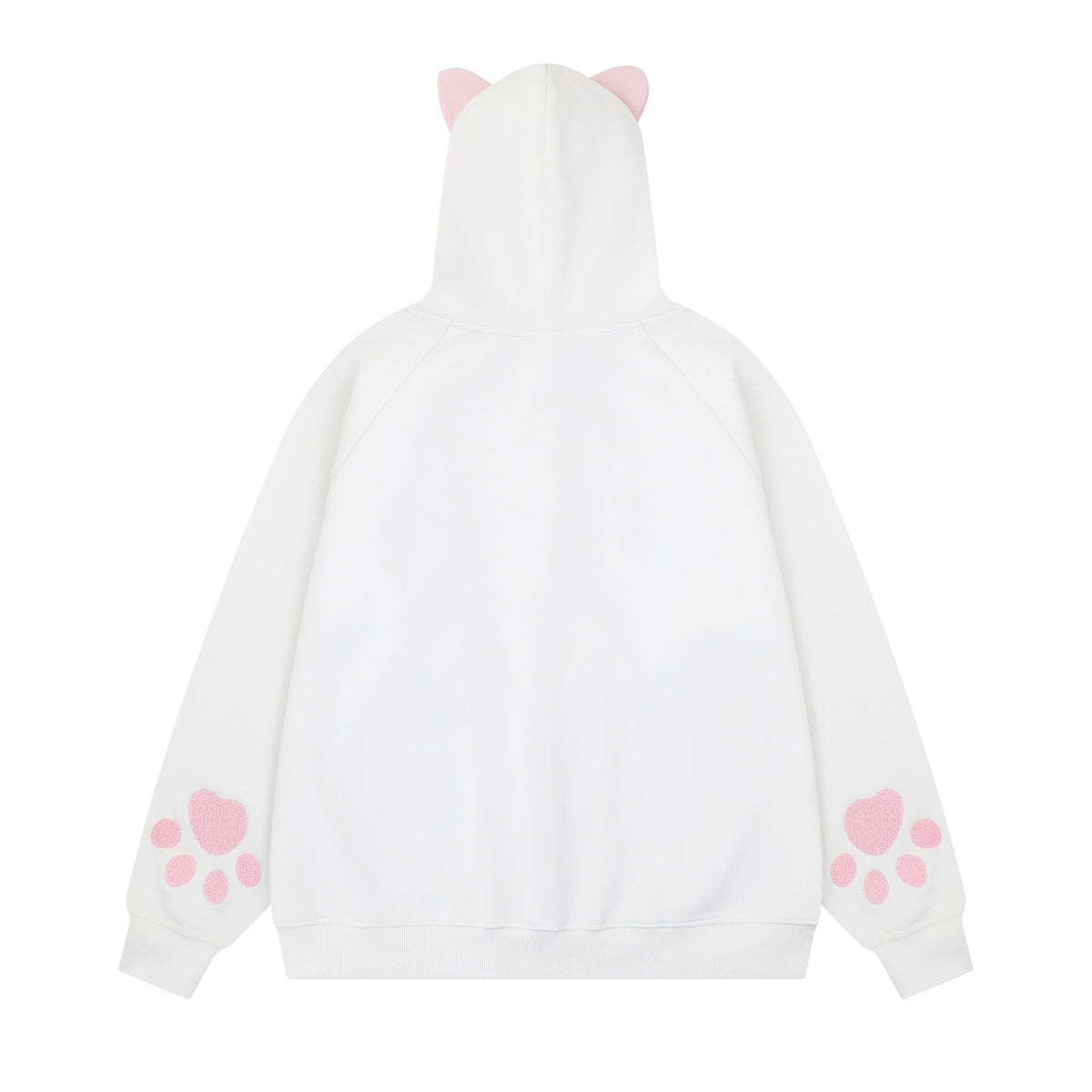 Color blocked cat face pocket hoodie