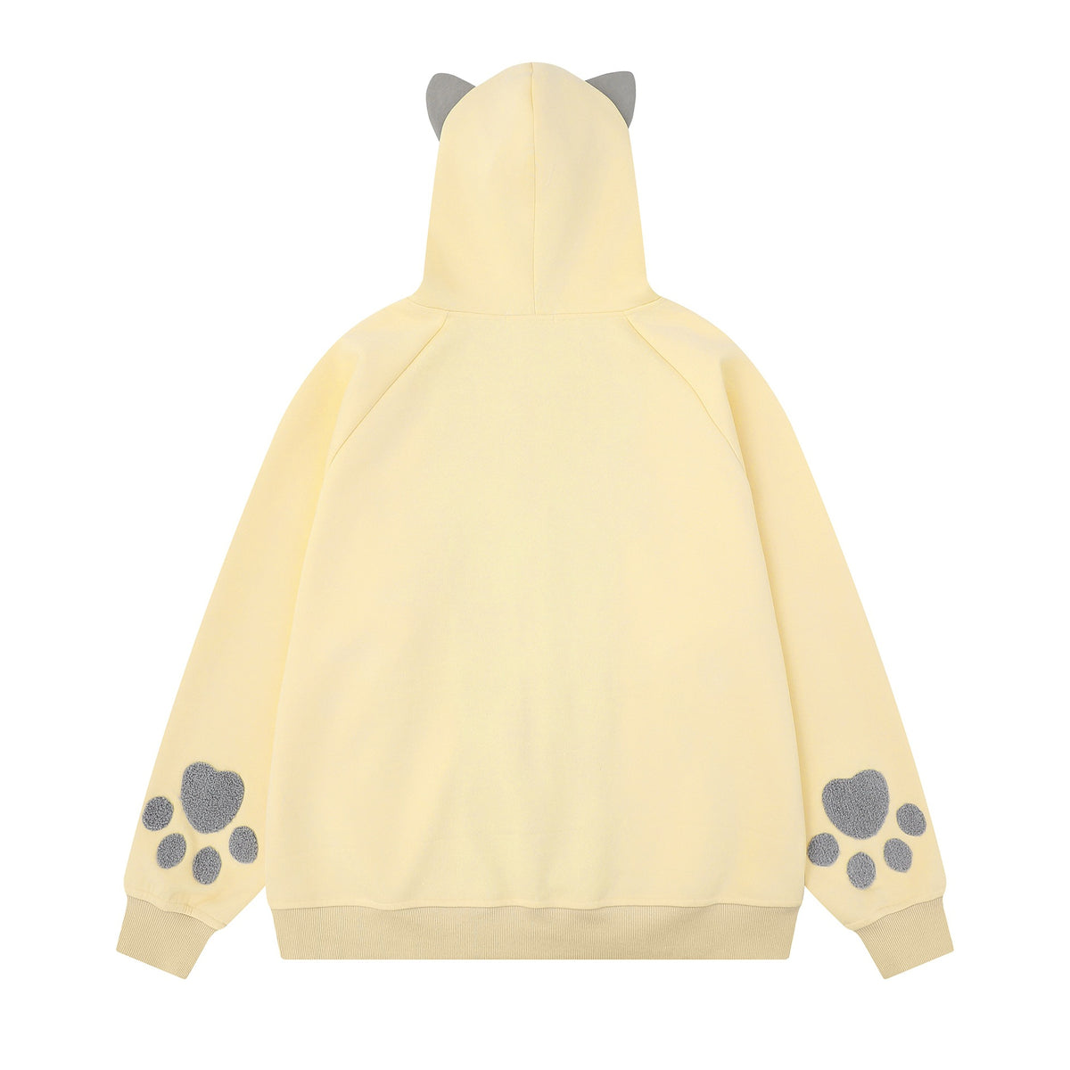 Color blocked cat face pocket hoodie
