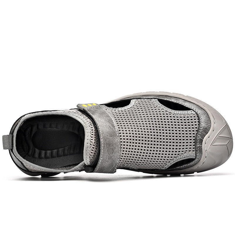 Mesh casual shoes, breathable leather shoes, perforated sandals