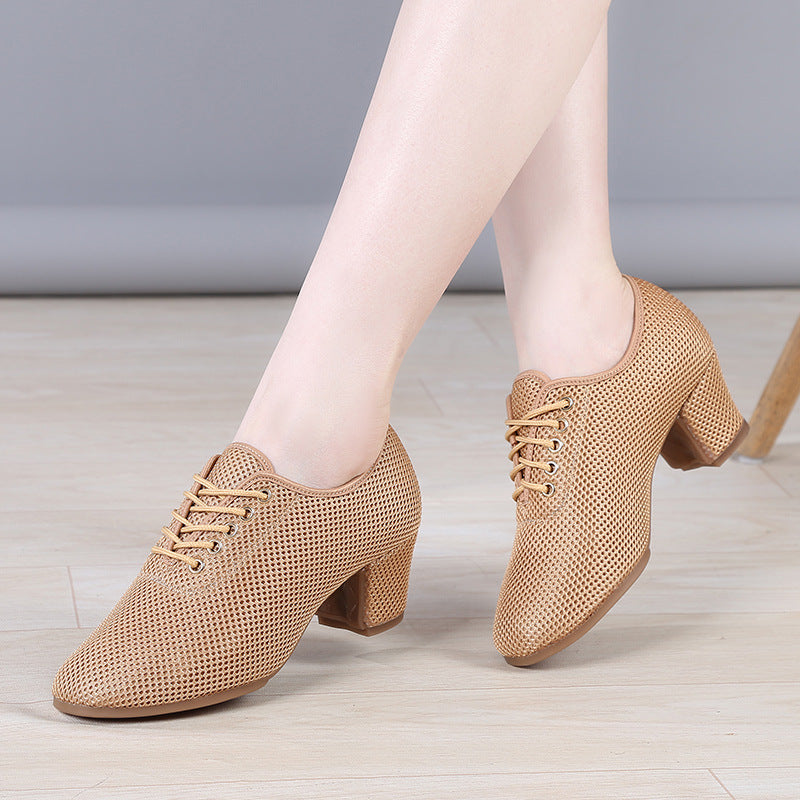 Latin dance shoes women's dance shoes soft soled dance shoes adult mid heeled teacher shoes square dance shoes summer shoes