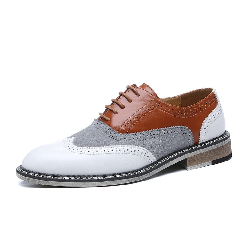 Oxford Shoes Men Brogues Shoes Lace-Up Bullock Business Wedding Dress Shoes Male Formal Shoes