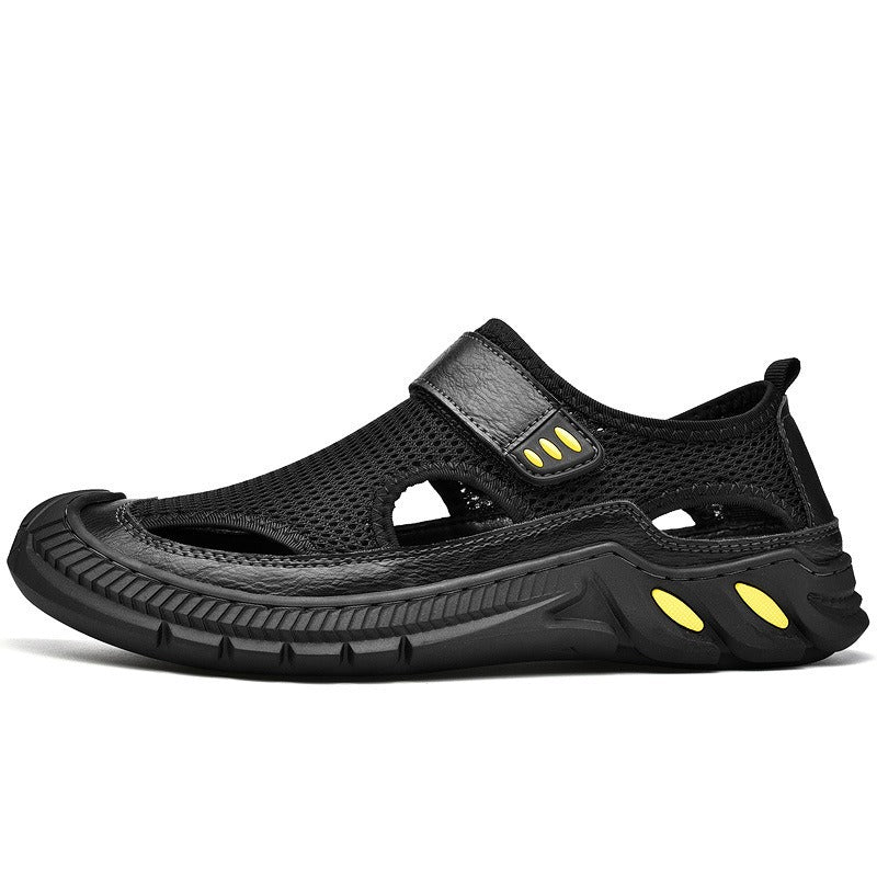 Mesh casual shoes, breathable leather shoes, perforated sandals