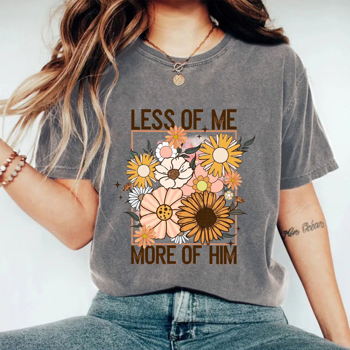 Washed/distressed printed T-shirt