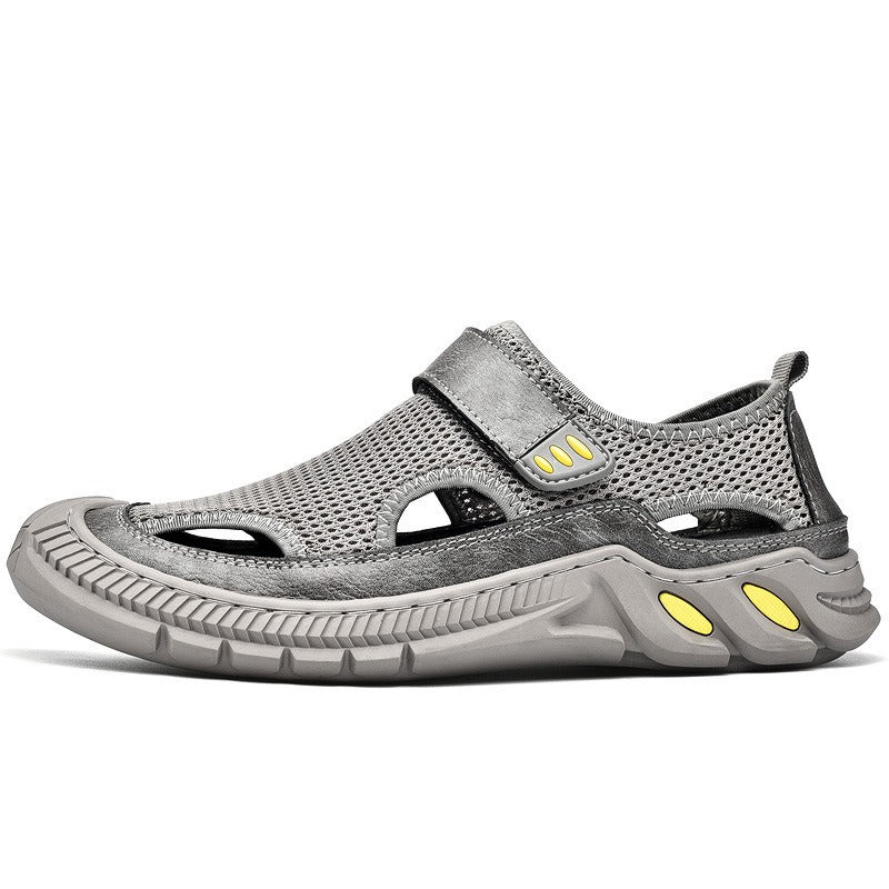 Mesh casual shoes, breathable leather shoes, perforated sandals