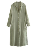 Women Long Sleeve Midi Casual Dresses