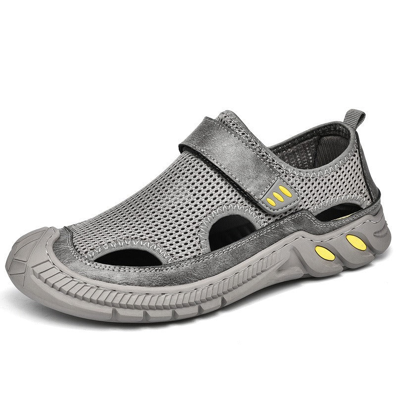 Mesh casual shoes, breathable leather shoes, perforated sandals