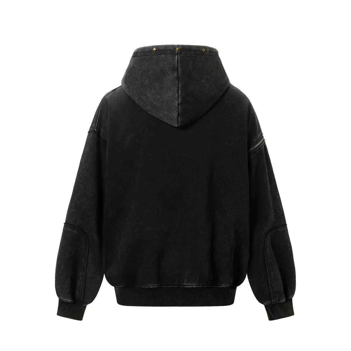 Water washed split rivet cotton blend hoodie