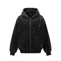 Water washed split rivet cotton blend hoodie
