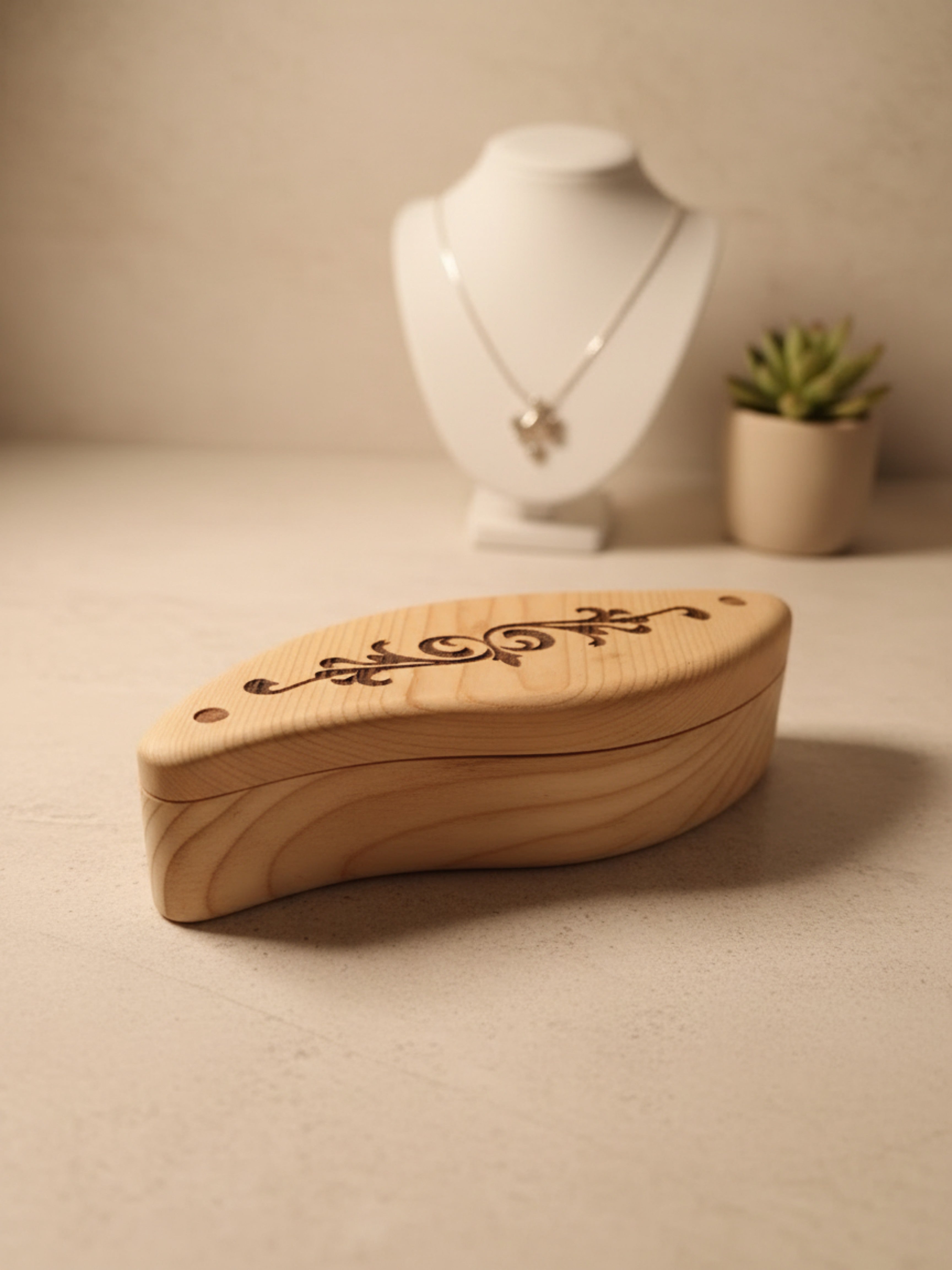 Curved and Engraved jewelry box