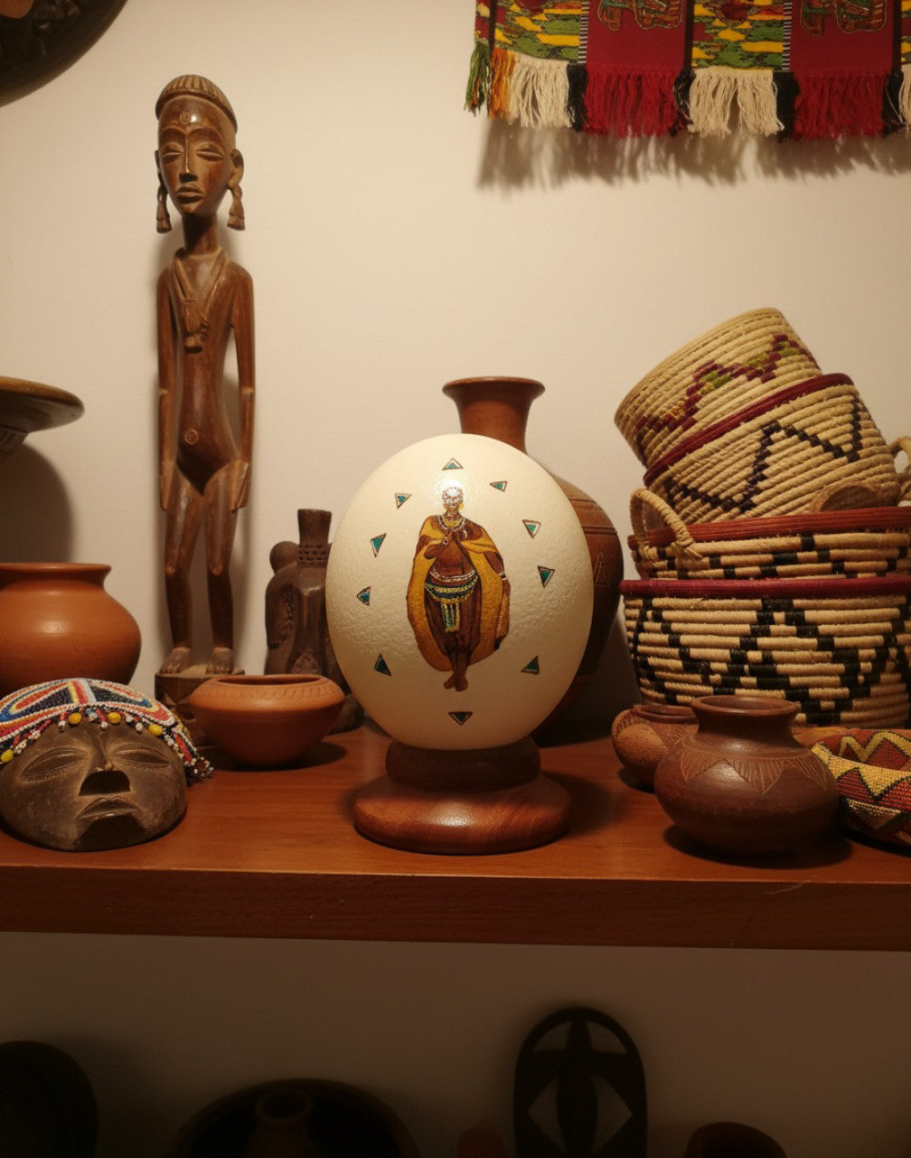 Hand painted Khoisan Queen on a Ostrich Egg
