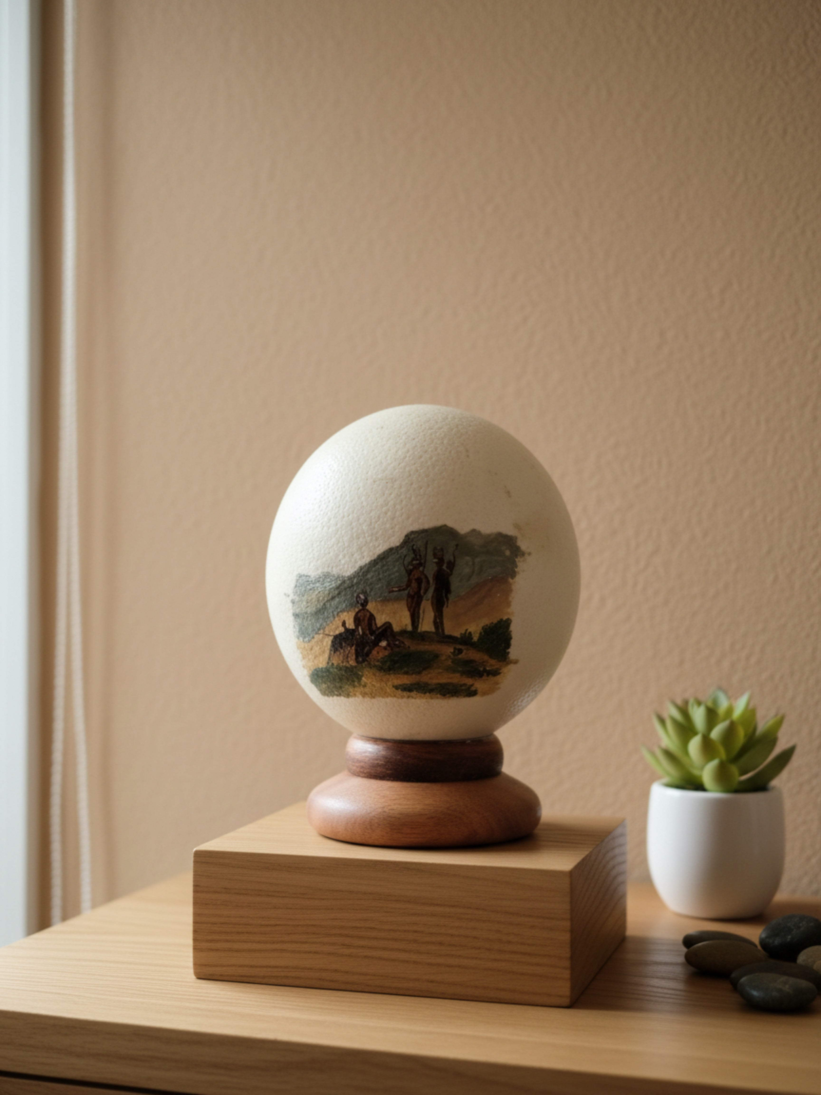 Cultural hand painted Ostrichh egg